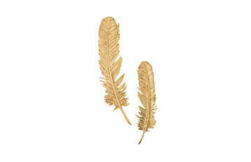 Feathers Wall Art Small, Gold Leaf, Set of 2 - Maison Vogue