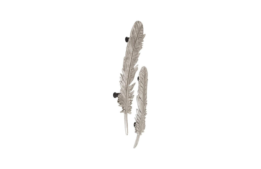 Feathers Wall Art, Small, Silver Leaf, Set of 2 - Maison Vogue