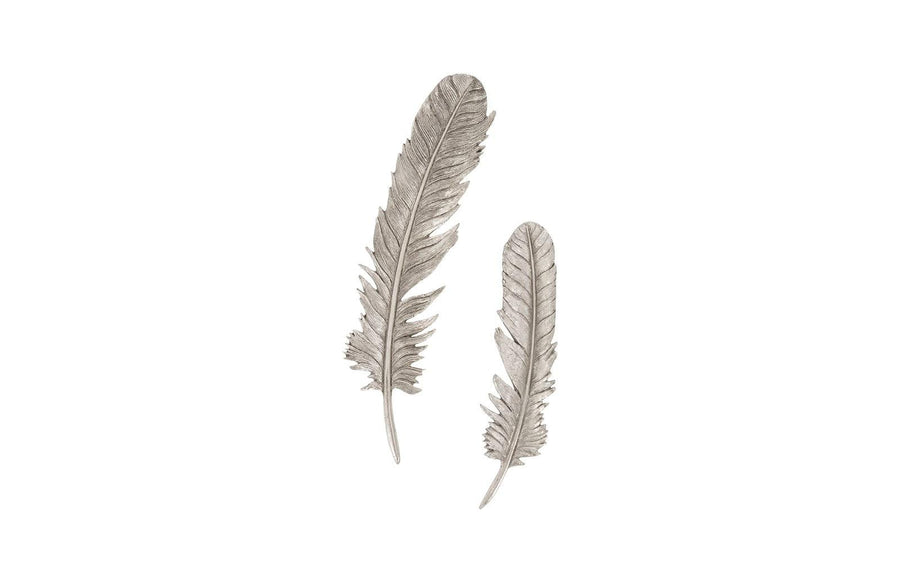 Feathers Wall Art, Small, Silver Leaf, Set of 2 - Maison Vogue