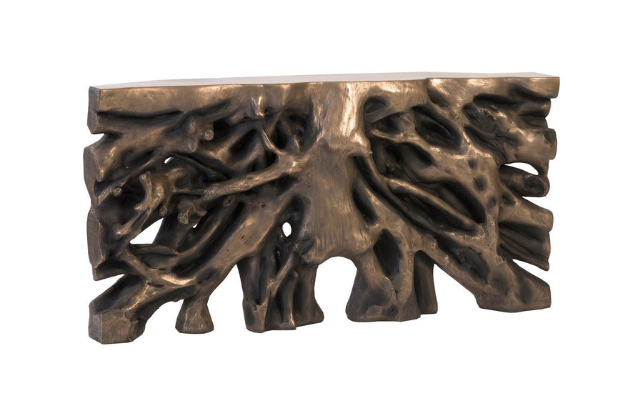 Square Root Console Table Resin, Antique Bronze Finish - Maison Vogue