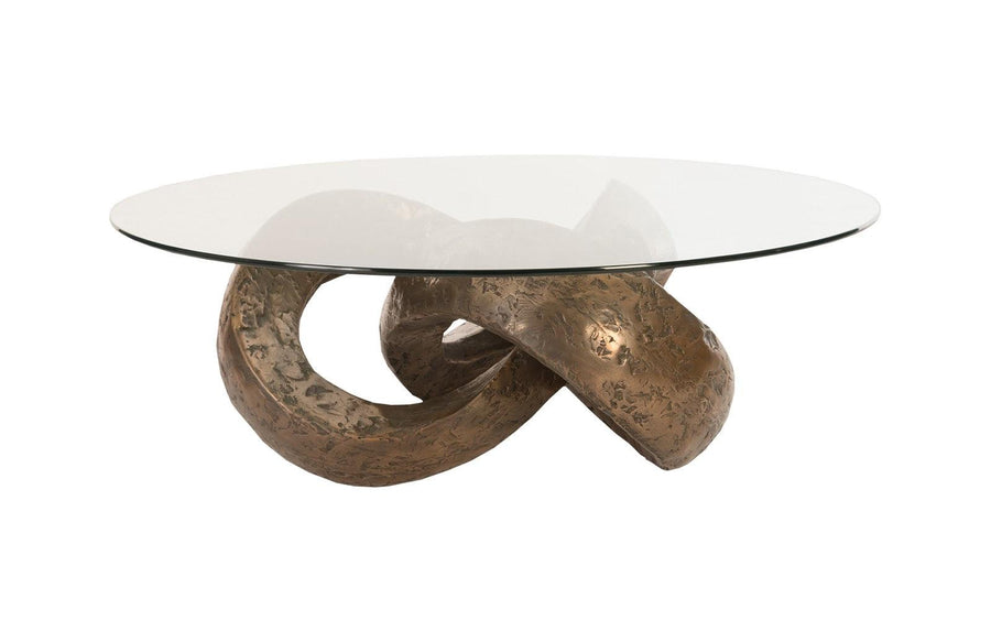 Trifoil Coffee Table Bronze w/ Glass - Maison Vogue