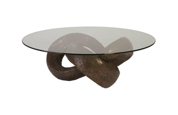 Trifoil Coffee Table Bronze w/ Glass - Maison Vogue
