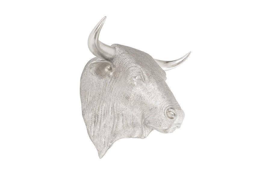 Spanish Fighting Bull Wall Art Resin, Silver Leaf - Maison Vogue