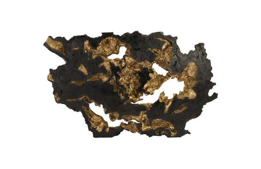 Burled Root Wall Art Large, Black and Gold Leaf - Maison Vogue
