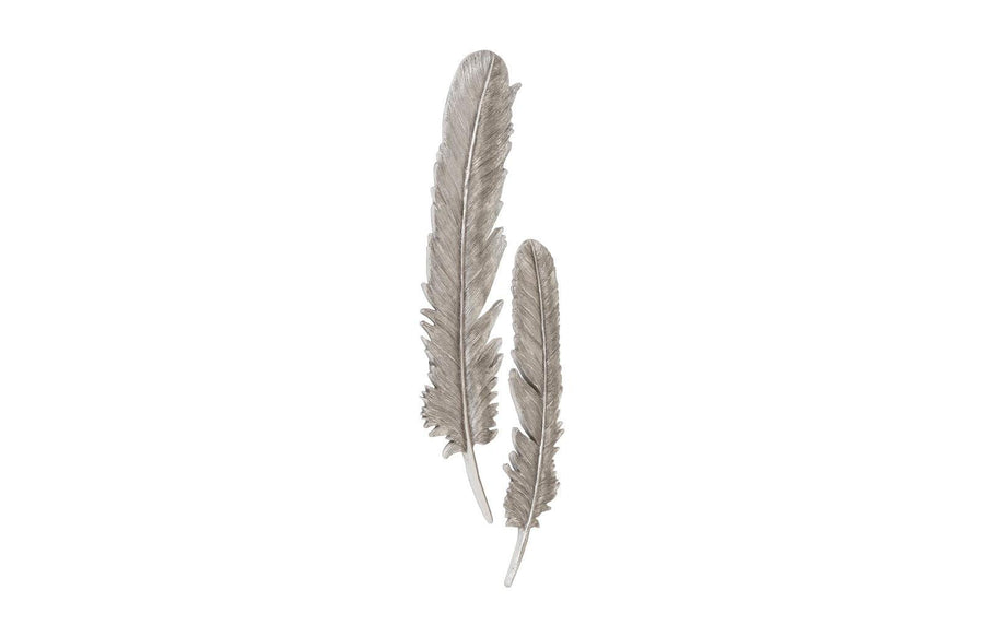 Feathers Wall Art Large, Silver Leaf, Set of 2 - Maison Vogue