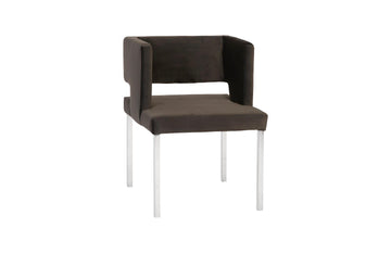Raffia Dining Chair Black, Stainless Steel Legs - Maison Vogue