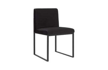 Frozen Dining Chair Black Velvet Fabric, Matte Black Metal Frame - Maison Vogue