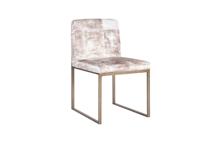 Frozen Dining Chair Beige Mist Fabric, Antique Brass Metal Frame - Maison Vogue