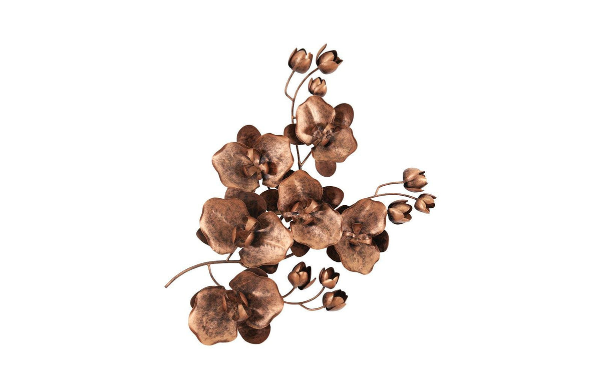Orchid Sprig Medium Copper Wall Art - Maison Vogue