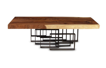 Score Coffee Table Chamcha Wood, Iron Base - Maison Vogue