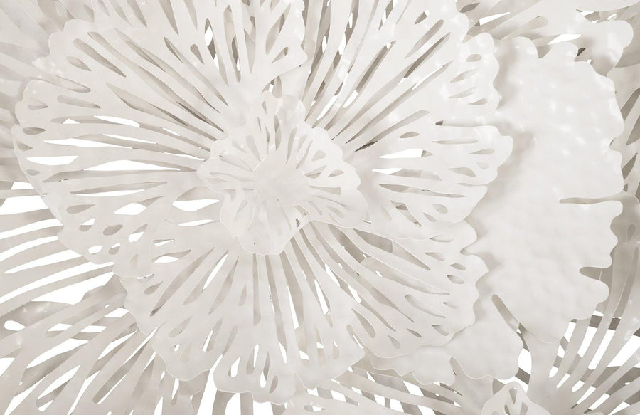 Flower Wall Art Large, White, Metal - Maison Vogue