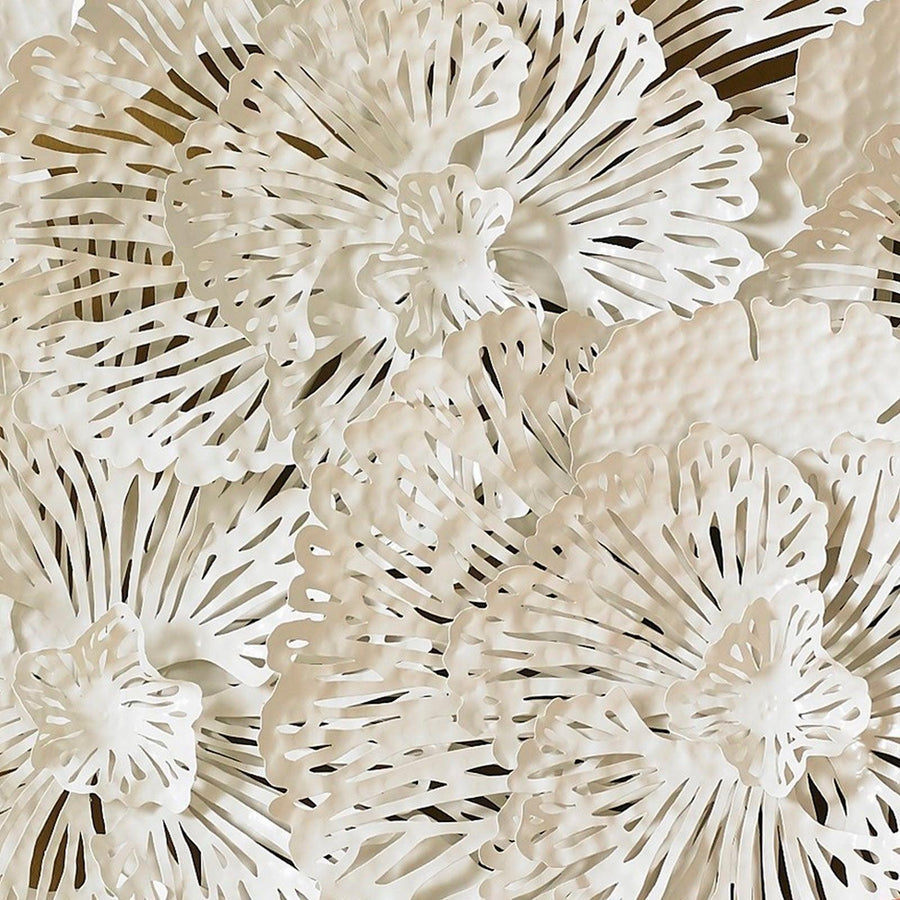 Flower Wall Art Large, White, Metal - Maison Vogue