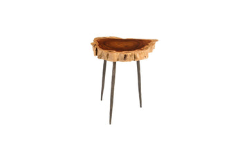 Makha Burled Wood Side Table - Maison Vogue