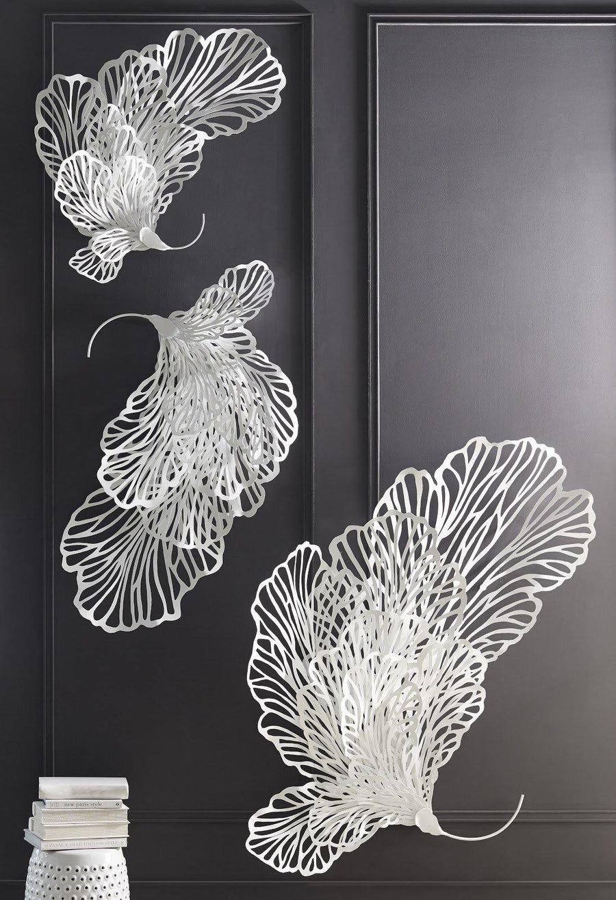 Large White Butterfly Wall Sculpture - Maison Vogue
