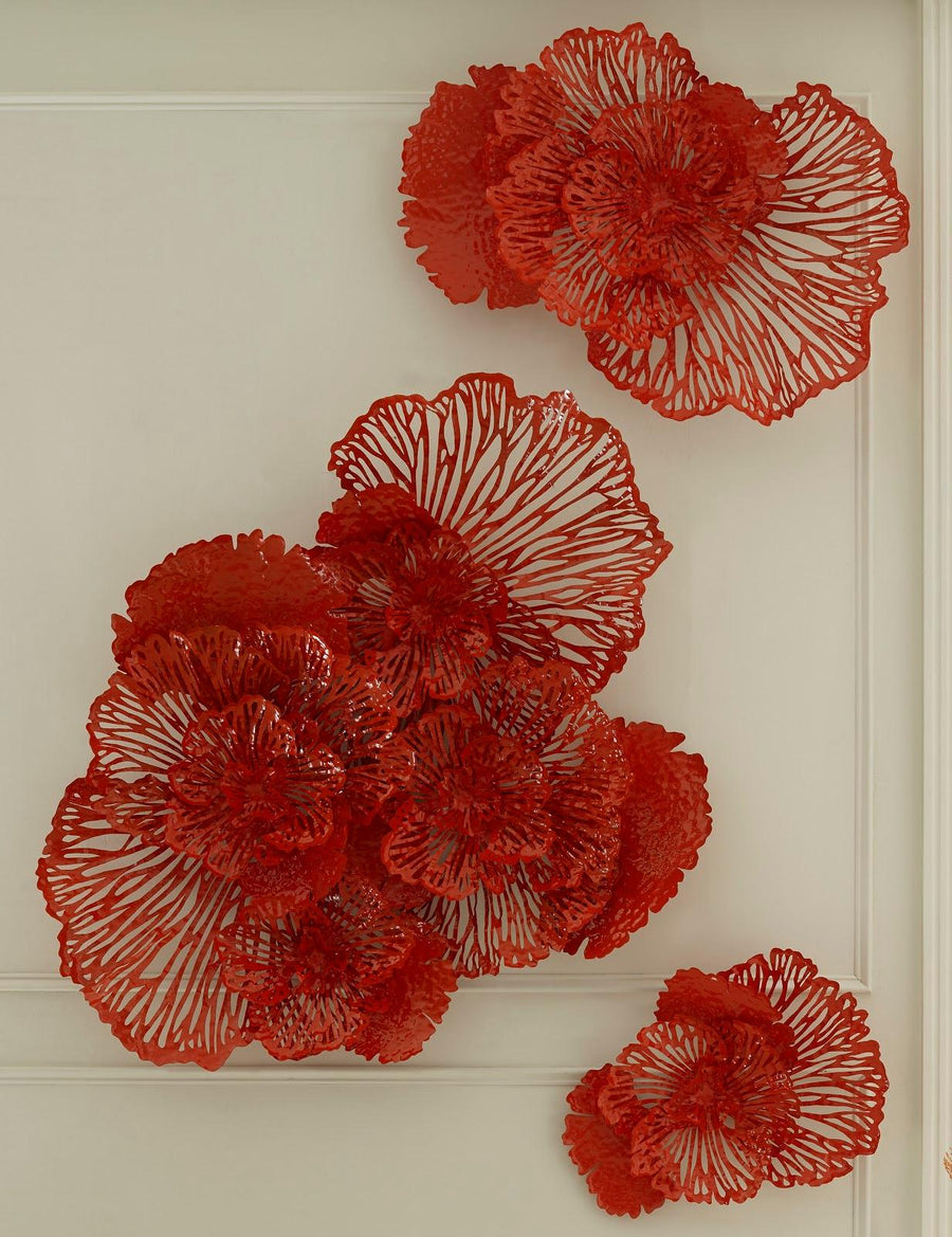 Flower Wall Art Large, Coral, Metal - Maison Vogue