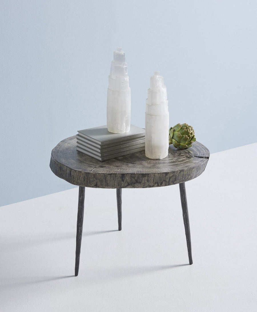 Crosscut Coffee Table Grey Stone, Forged Legs - Maison Vogue