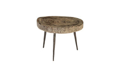 Crosscut Coffee Table Grey Stone, Forged Legs - Maison Vogue