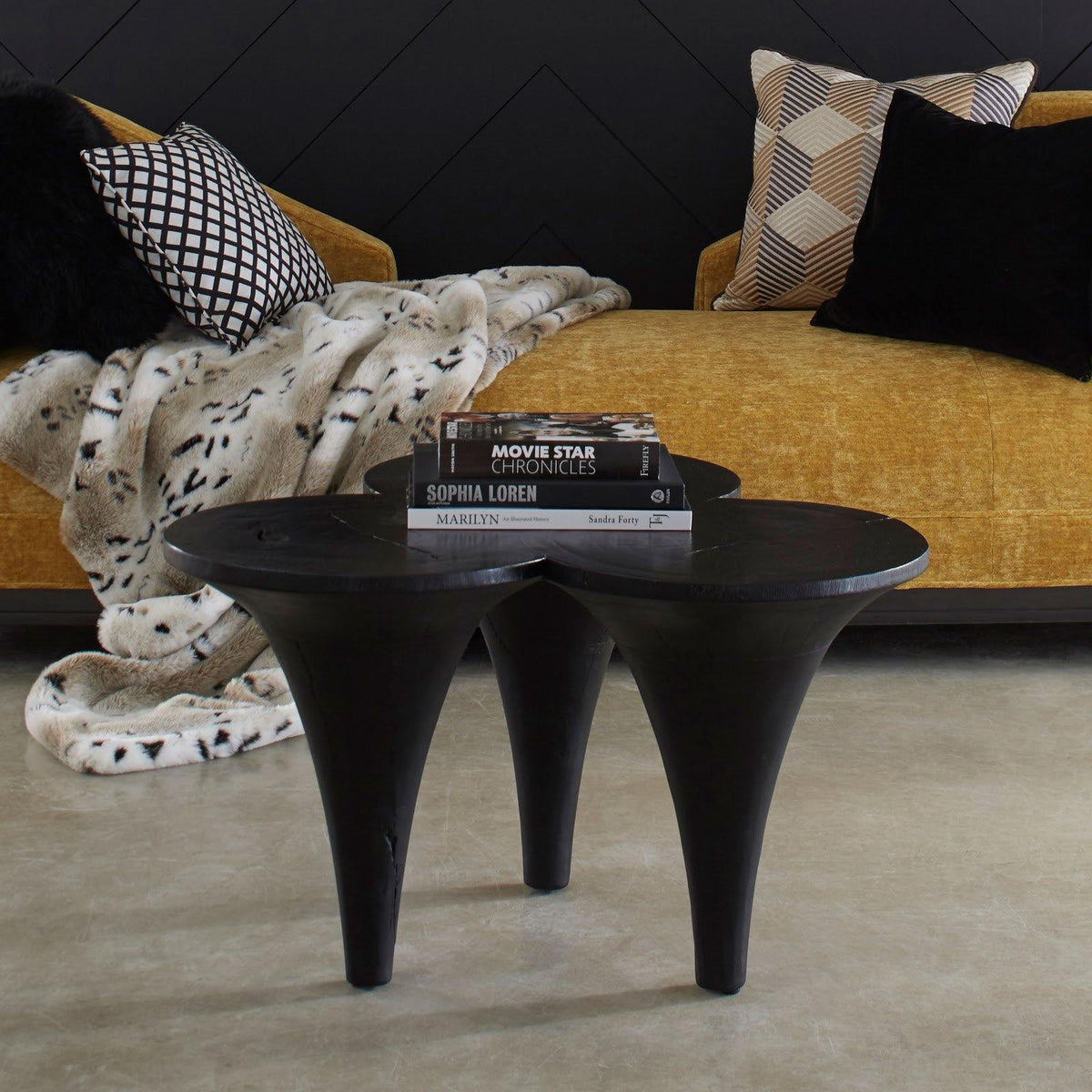 Marley Coffee Table Chamcha Wood, Burnt Finish - Maison Vogue