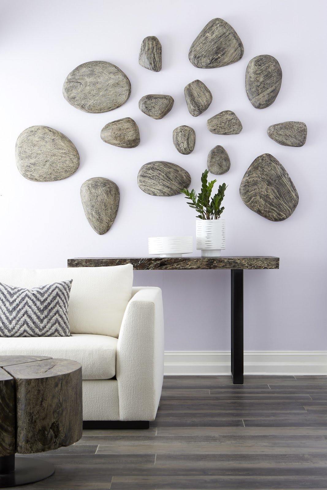 Chamcha Wood Console Table Metal U Legs, Gray Stone Finish - Maison Vogue