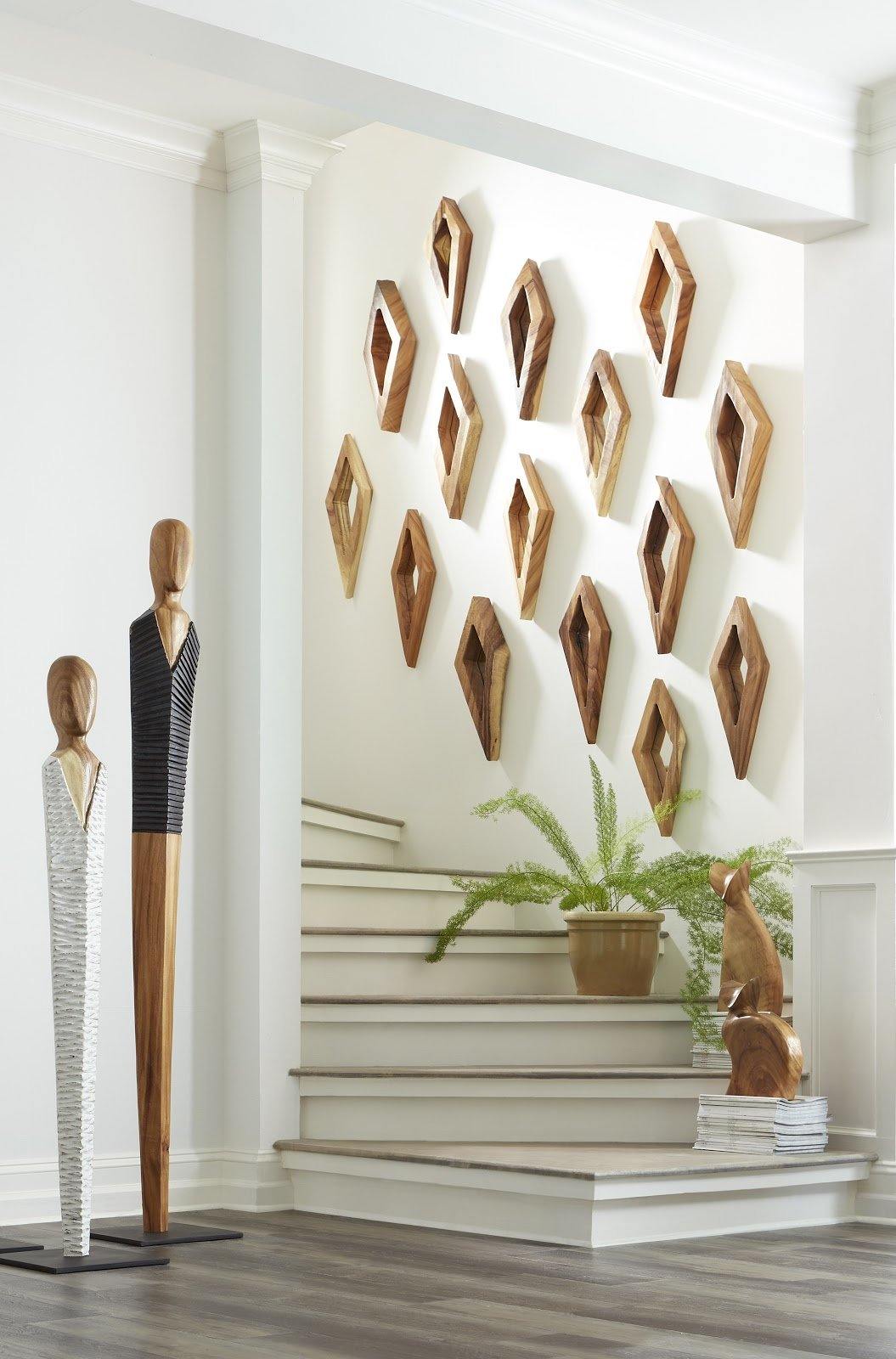 Diamond Chamcha Wood Mirror MD, Natural - Maison Vogue
