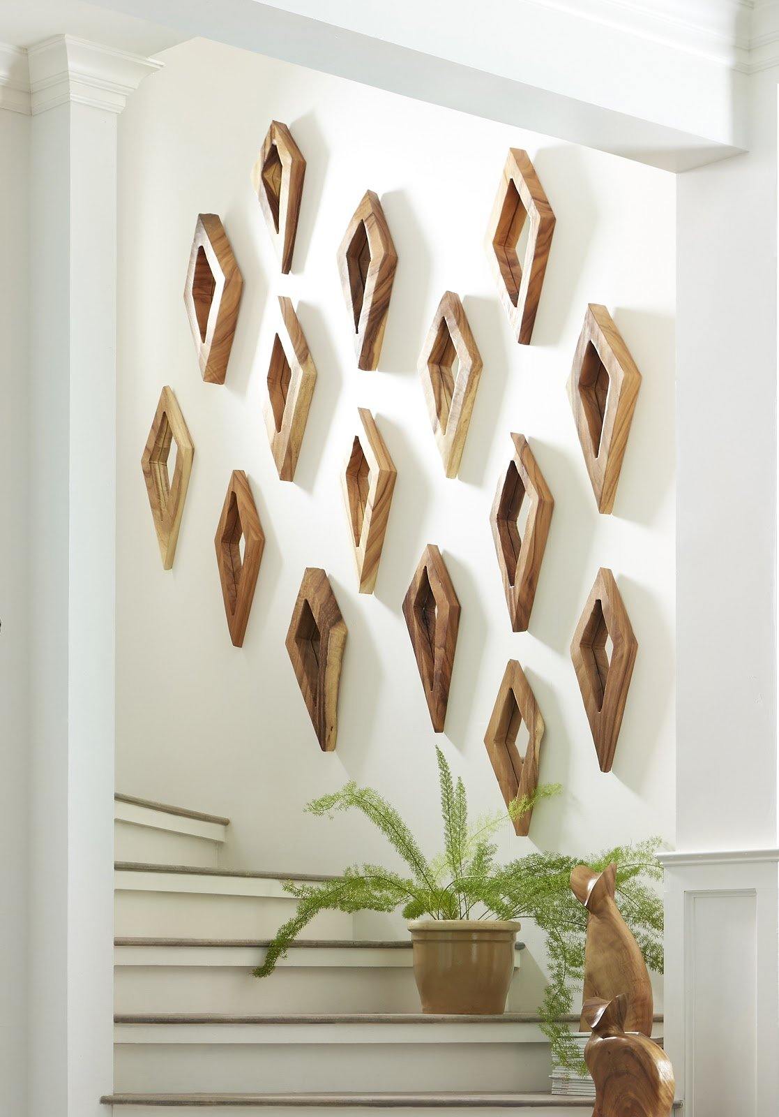 Diamond Chamcha Wood Mirror MD, Natural - Maison Vogue