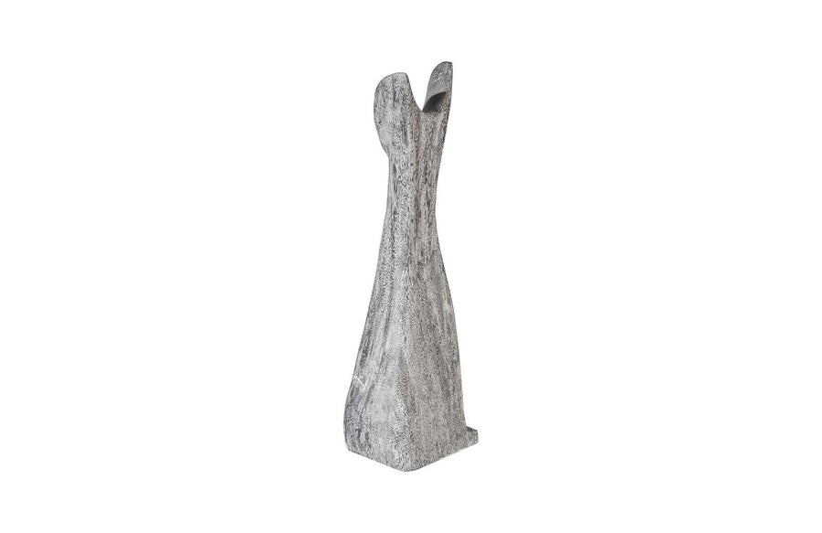 Cat Sculpture Small, Chamcha Wood, Gray Stone Finish - Maison Vogue