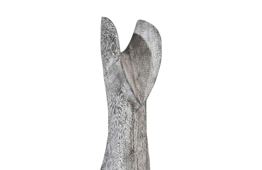 Cat Sculpture Small, Chamcha Wood, Gray Stone Finish - Maison Vogue