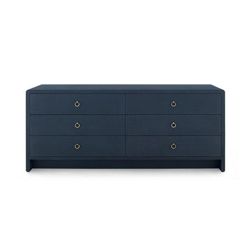 Bryant Linen Extra Wide Large 6-Drawer, Navy Blue - Maison Vogue