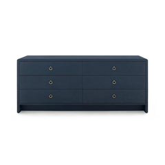 Bryant Linen Extra Wide Large 6-Drawer, Navy Blue - Maison Vogue