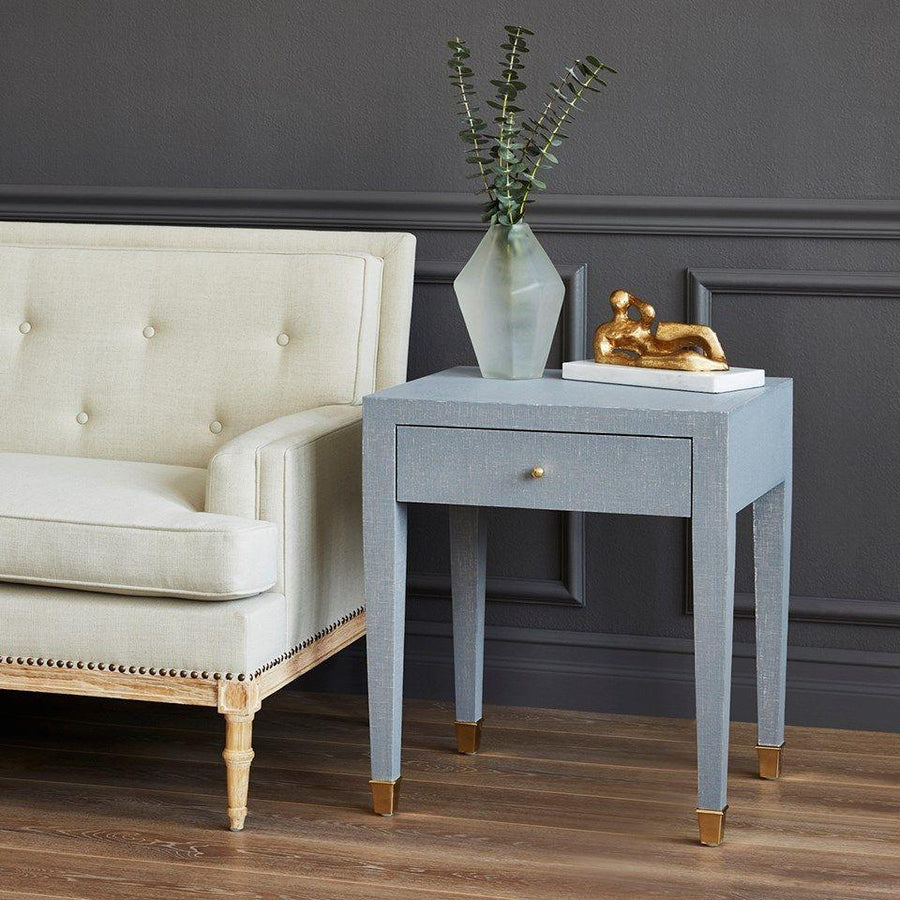 Claudette 1-Drawer Side Table, Grey & Brass - Maison Vogue