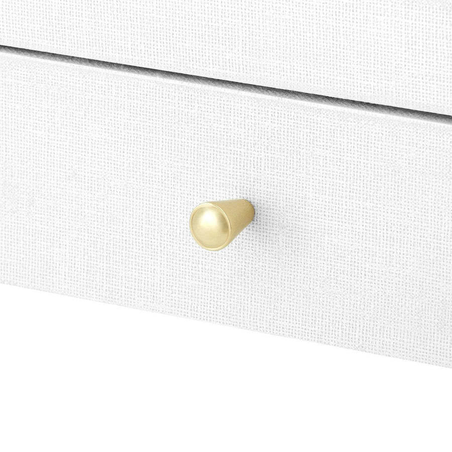 Claudette 1-Drawer Side Table, White & Brass - Maison Vogue
