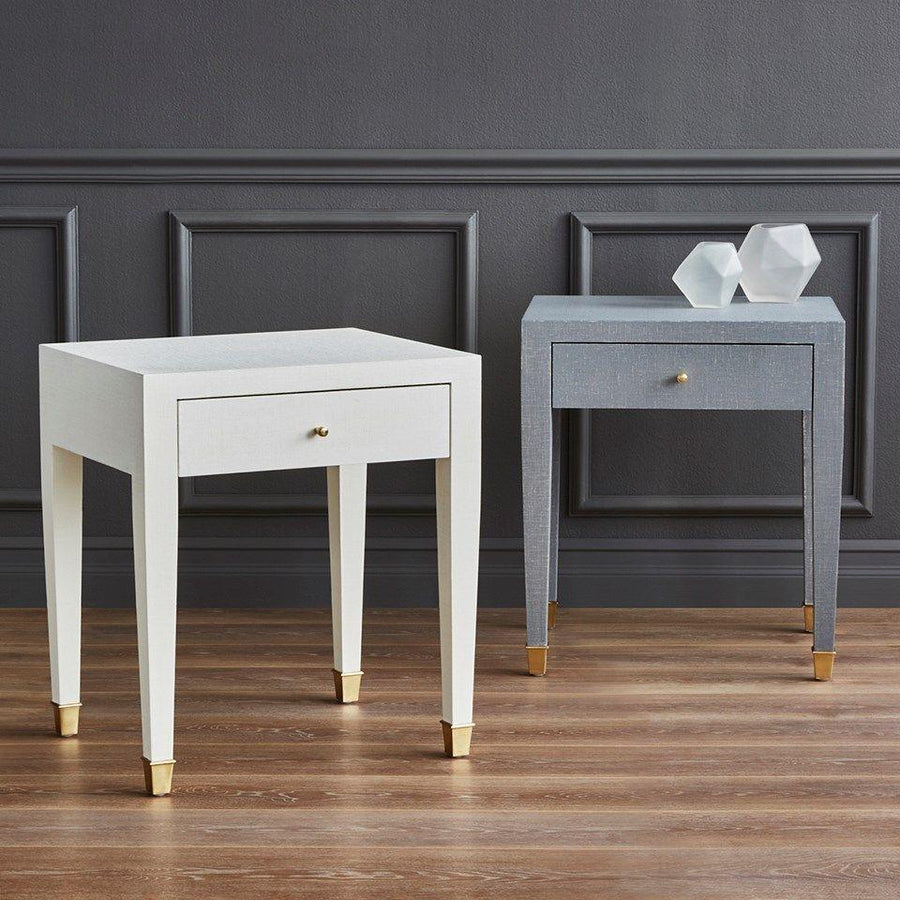 Claudette 1-Drawer Side Table, White & Brass - Maison Vogue