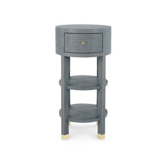 Claudette 1-Drawer Round Side Table, Gray & Brass - Maison Vogue