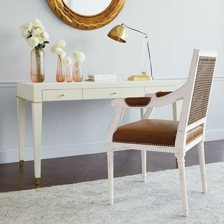 Claudette Desk, White & Brass - Maison Vogue