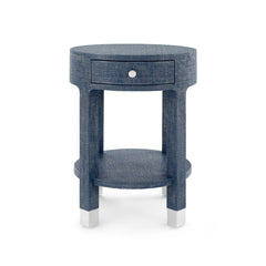 Dakota 1-Drawer Round Side Table, Navy Blue - Maison Vogue
