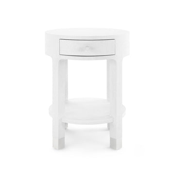 Dakota 1-Drawer Round Side Table, White - Maison Vogue