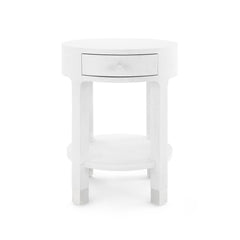 Dakota 1-Drawer Round Side Table, White - Maison Vogue