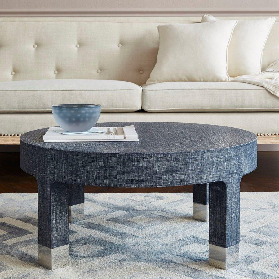 Dakota Round Coffee Table, Navy Blue - Maison Vogue