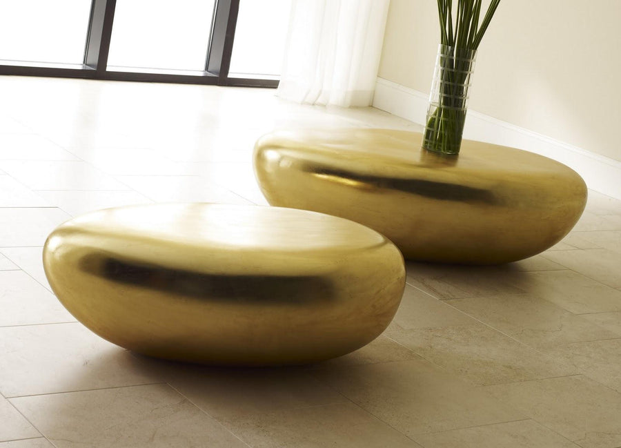 River Stone Coffee Table, Large, Gold Leaf - Maison Vogue