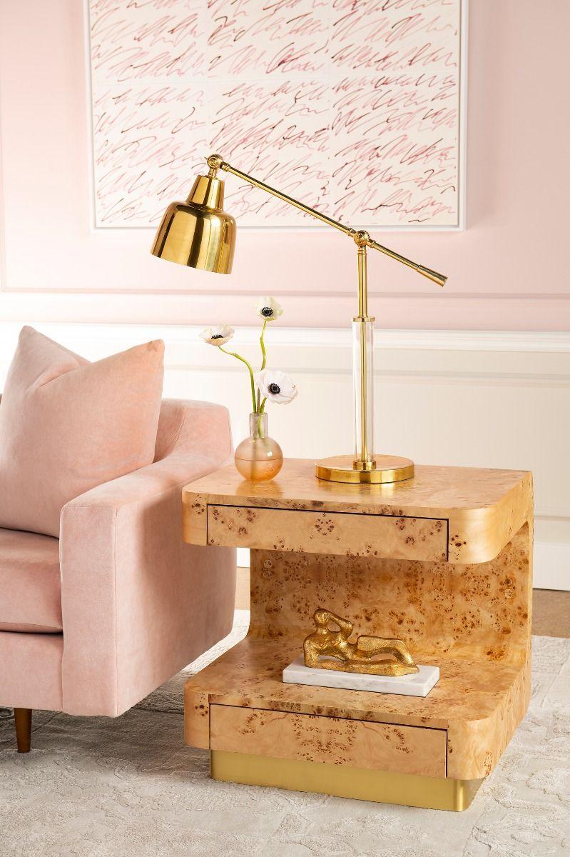 EMIL 2-DRAWER SIDE TABLE, BURL - Maison Vogue