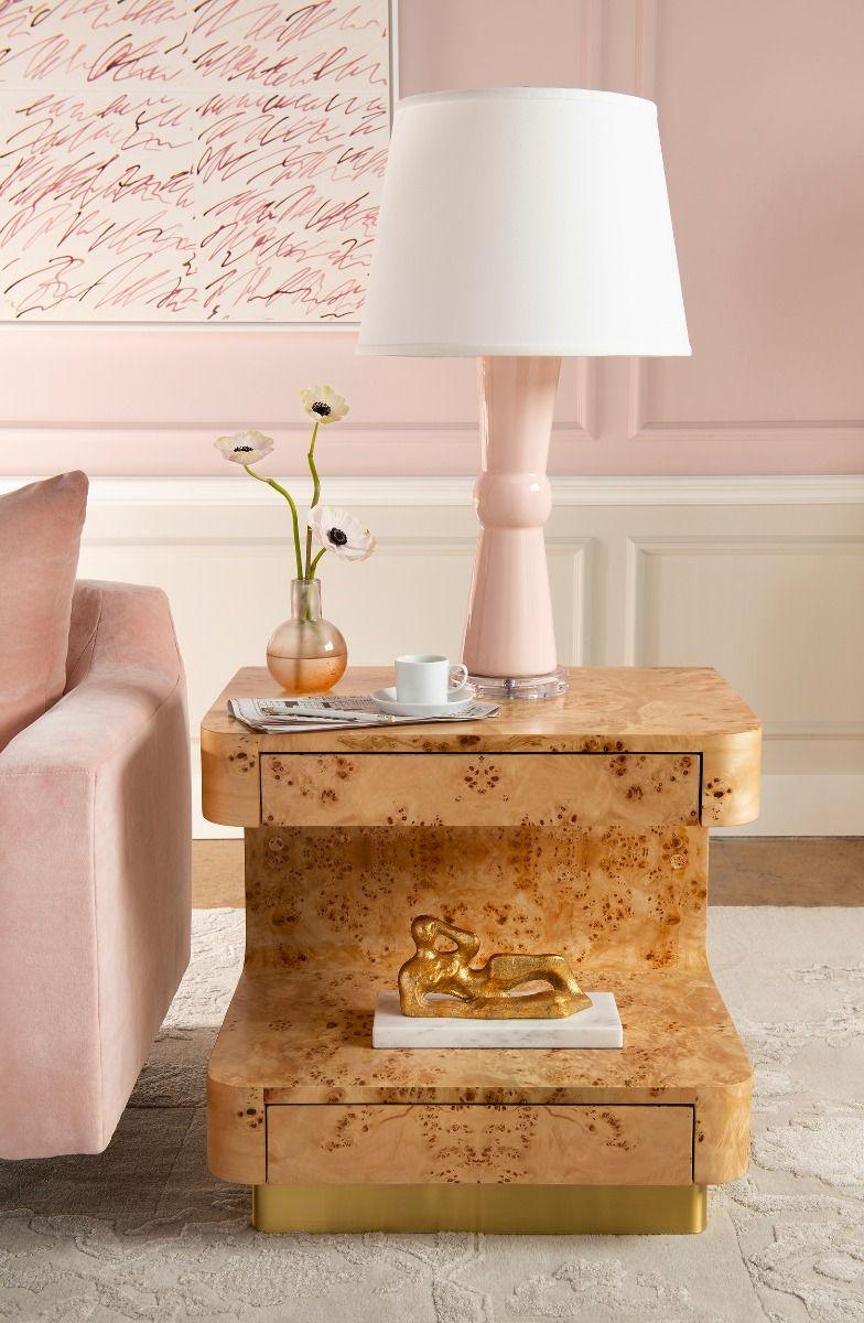 EMIL 2-DRAWER SIDE TABLE, BURL - Maison Vogue