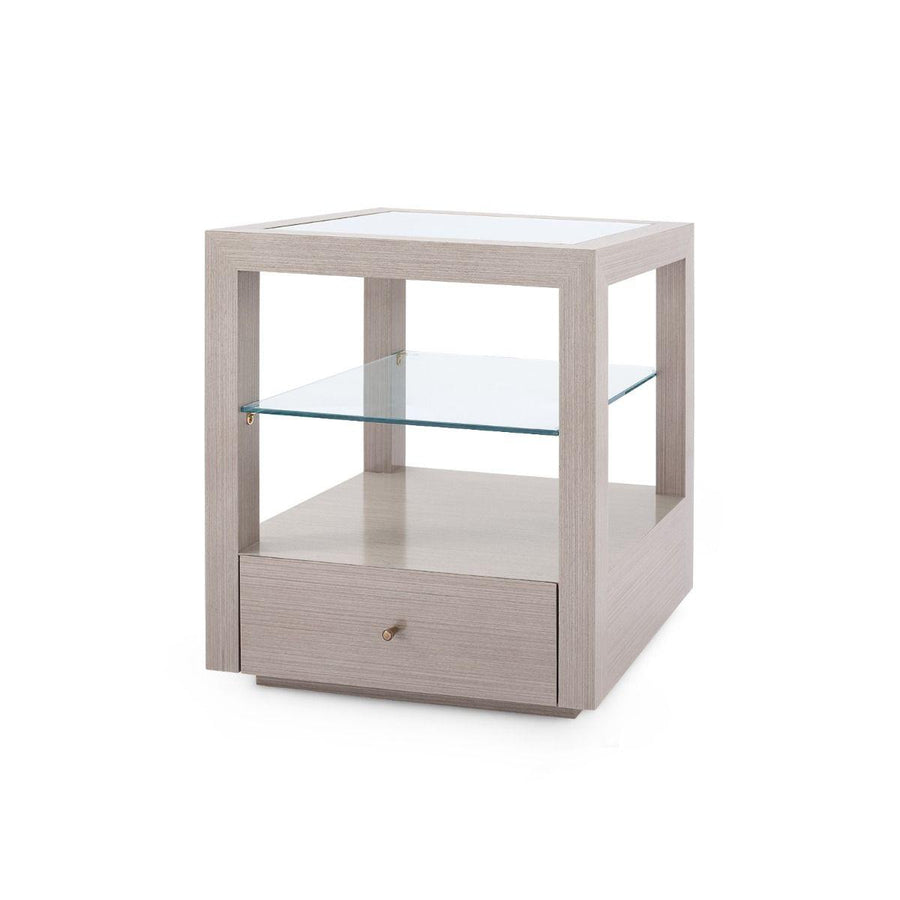 GAVIN 1-DRAWER SIDE TABLE, TAUPE GRAY - Maison Vogue