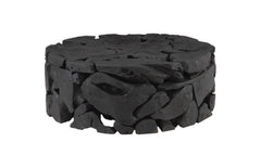 Teak Chunk Round Coffee Table Black - Maison Vogue
