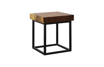 Cubic Side Table with Black Iron Base - Maison Vogue