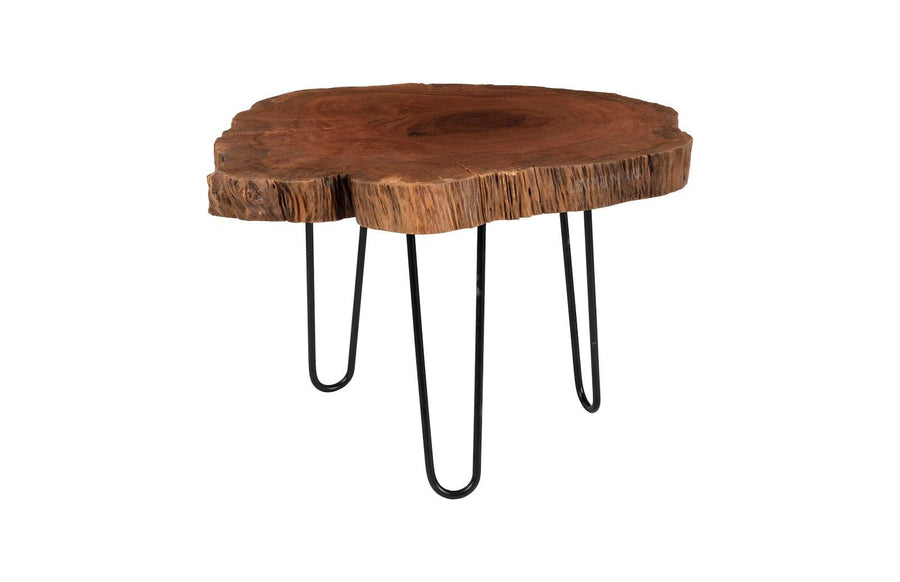 Burled Coffee Table, Black Metal Legs, Small - Maison Vogue