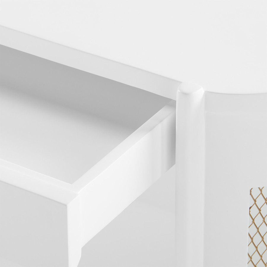 Nadia 1-Drawer Side Table, White - Maison Vogue