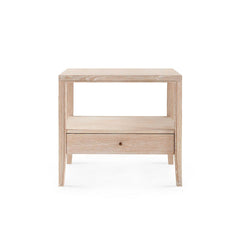 Paola 1-Drawer Side Table, Bleached Cerused Oak - Maison Vogue