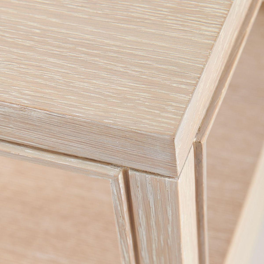 Paola 1-Drawer Side Table, Bleached Cerused Oak - Maison Vogue