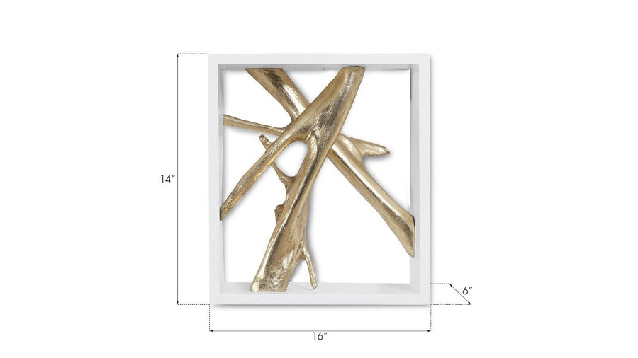 Framed Branches Gold Wall Tile - Maison Vogue