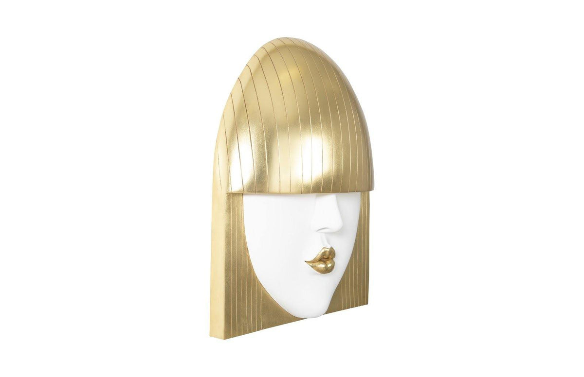 Fashion Faces Wall Art Large, Kiss, White and Gold Leaf - Maison Vogue